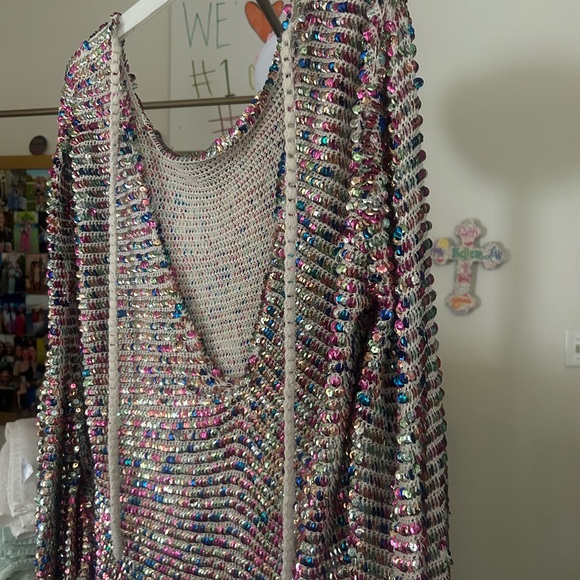 Retrofete Multicolor Crochet Party Sequin Dress - Picture 2 of 6